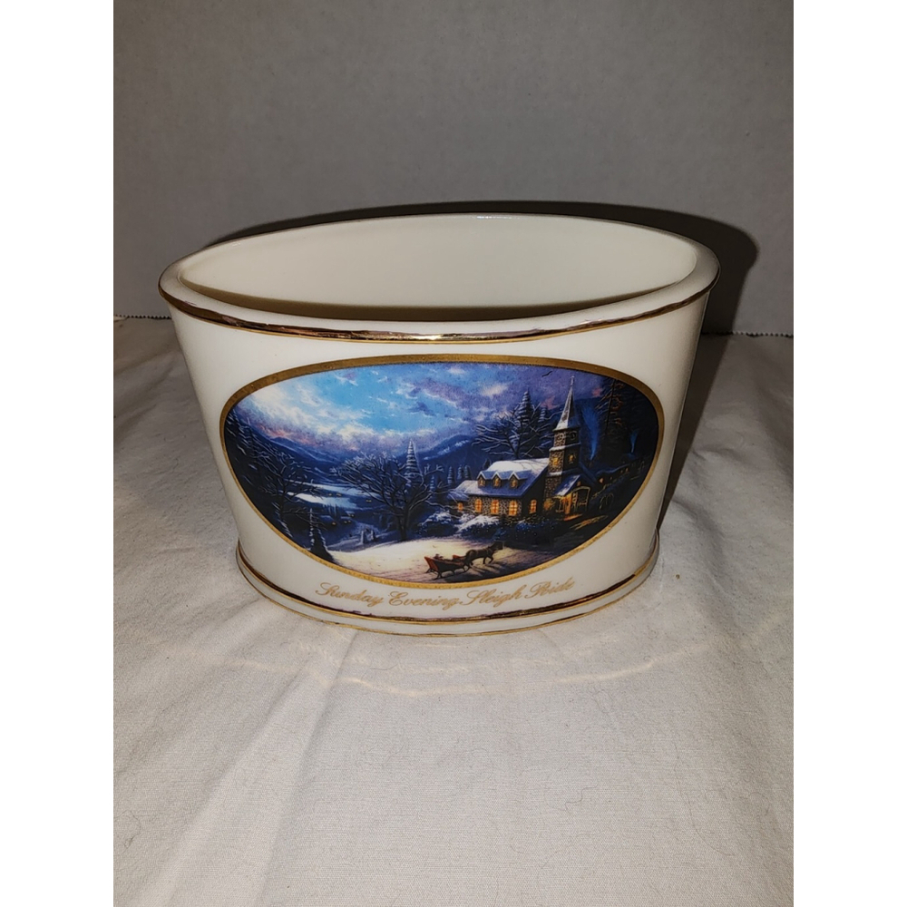 Thomas Kinkade "Sunday Evening Sleigh Ride" Votive Candle Holder EUC